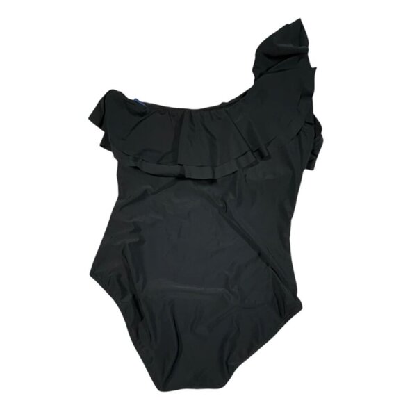 Hilor Black One Shoulder Ruffled One-Piece Swimsuit SIZE-14 - Picture 5 of 5